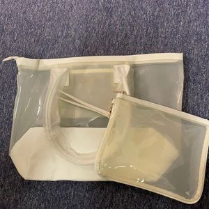 Neiman Marcus pearl bag tote and pouch